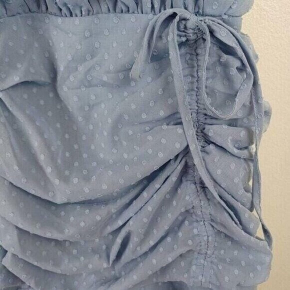 Lulus Womens Blue Halter Dress With Polka Dot Pattern & Ruffle Hem Size L - Picture 10 of 10